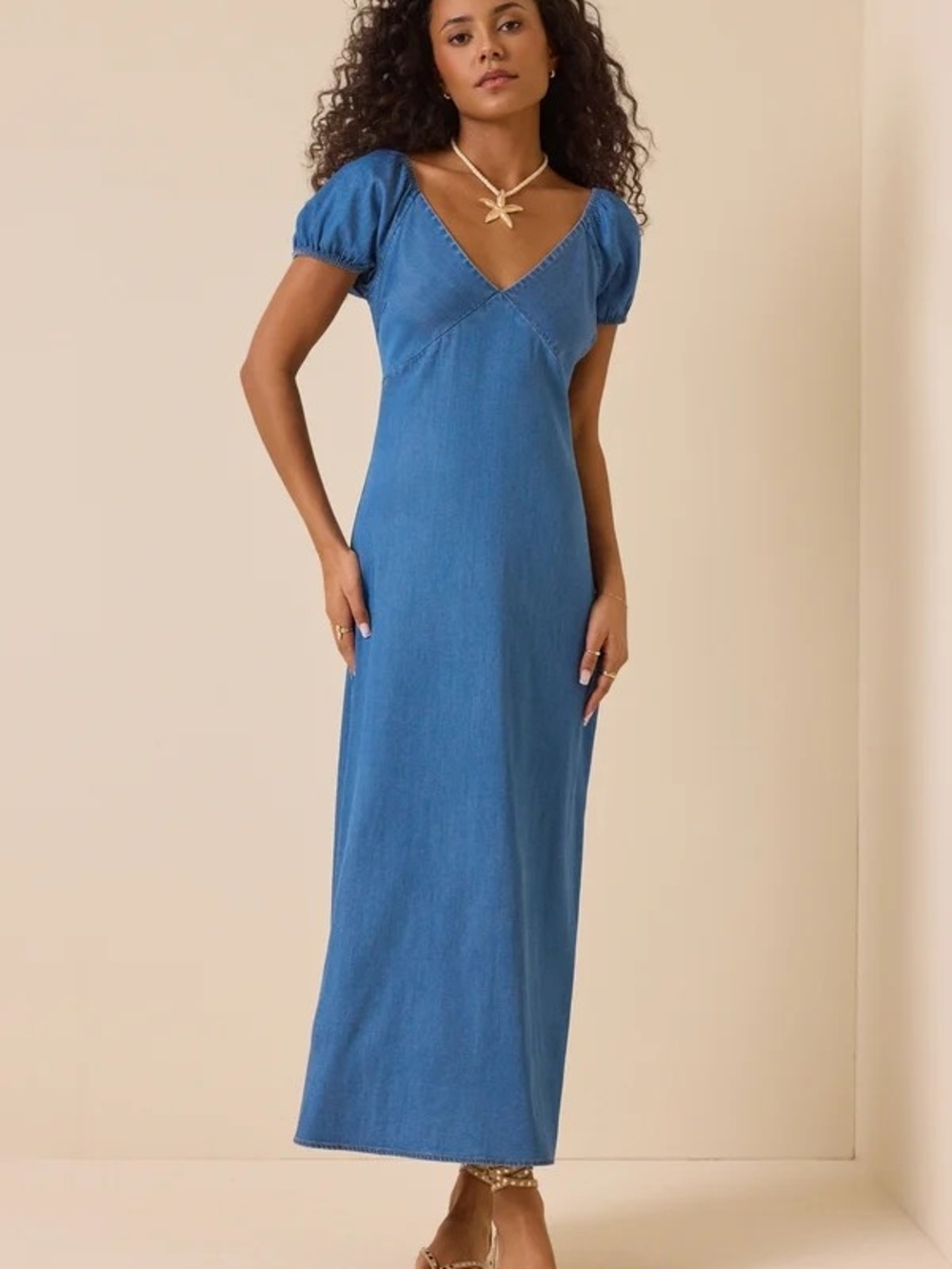 Hattie Chambray Maxi Dress